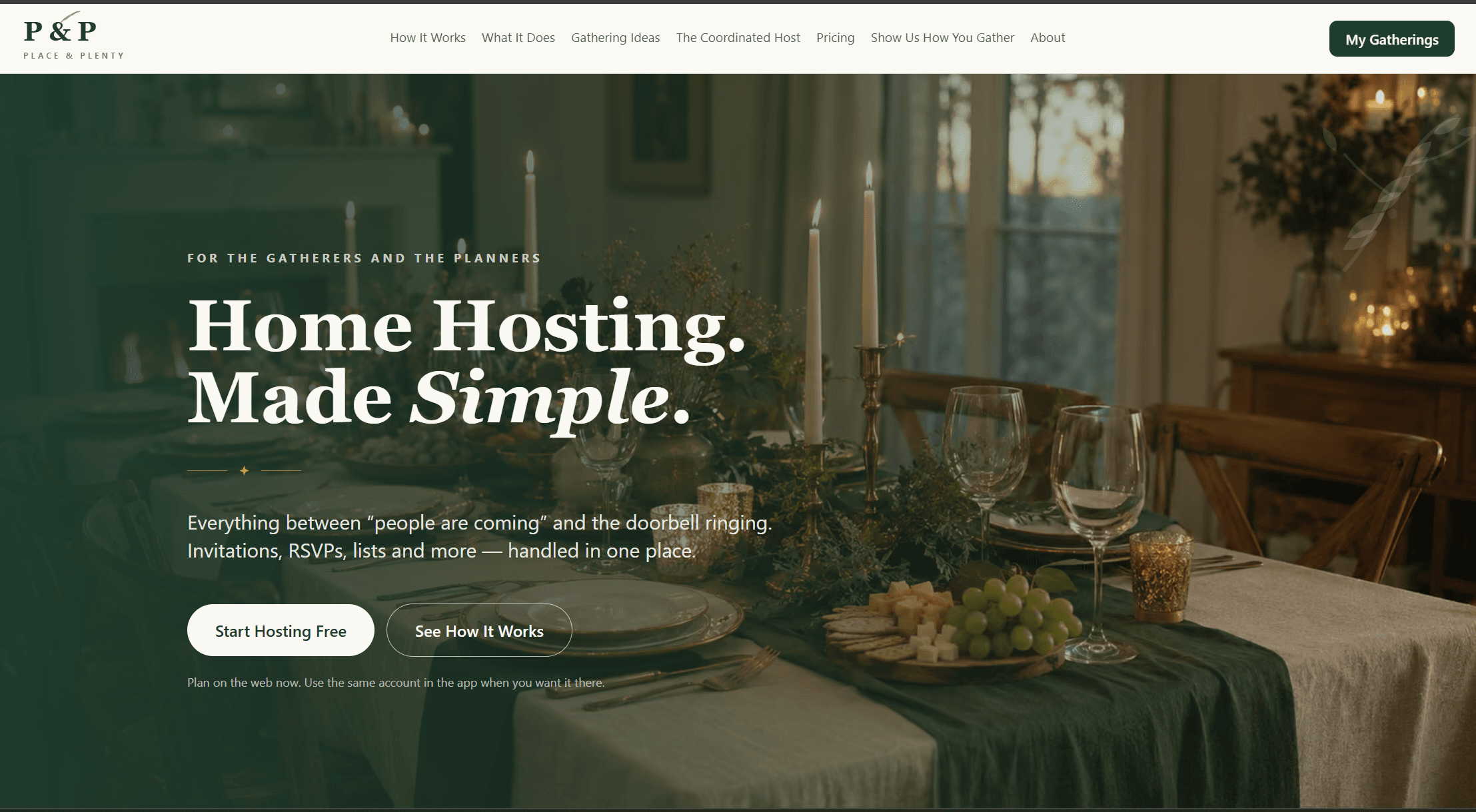 The Place & Plenty homepage, placeandplenty.com